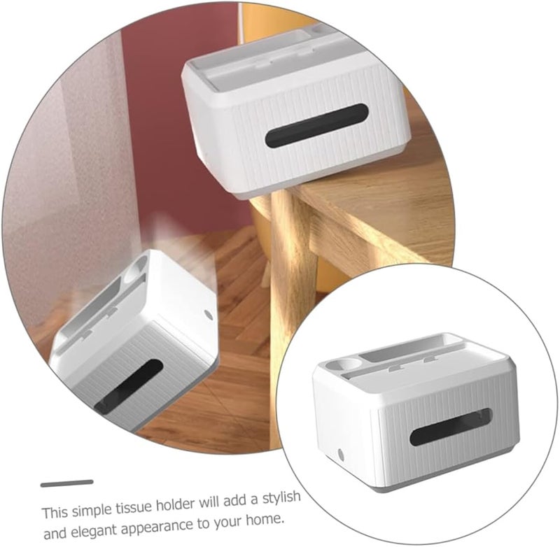 White Modern Desktop Tissue Box Holder Organizer For Easy Access And Neat Storage - Image 4